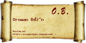 Orowan Bán névjegykártya